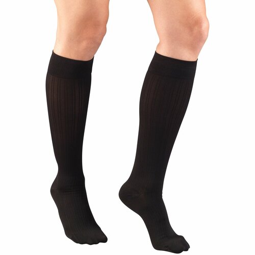 Pr/1 Truform Ladies' 15-20Mmhg Rib-Pattern Knee-High Compression Socks Large (15 1/2" - 18") Brown Latex-Free