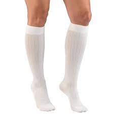 Pr/1 Truform Ladies' 15-20Mmhg Rib-Pattern Knee-High Compression Socks Medium (13 1/2" - 16") White Latex-Free