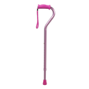 Ea/1 Pcp Offset One-Button Adjustable Cane (30-39") Soft Silicone Handle W/ Wrist Strap 7/8" Aluminum Metallic Rose Slip-Resistant Tip 300Lbs