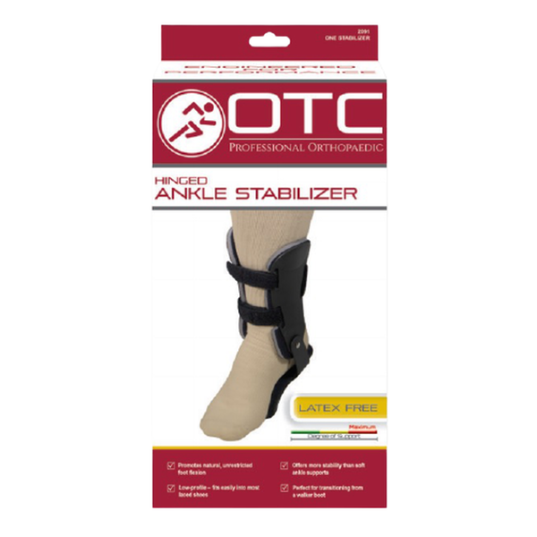 Ea/1 Otc Maximum Ankle Stabilizer W/ Exoskeleton & Straps Medium Men(9 1/2 - 11) Women(10 1/2 - 12)