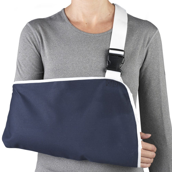 Ea/1 Otc Minimum Cradle Arm Sling W/ Thumb Loop Adult Adjustable Wide Sliding Hook & Buckle Strap Navy Poly/Cotton Universal