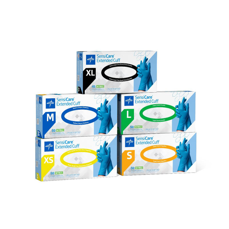 SensiCare Powder-Free Nitrile Exam Glove, Extended Cuff, 11.4"