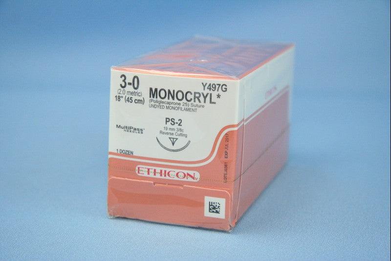 Bx/12 Suture Monocryl Undyed 18 In Sz 3-0 45Cm Ps-2 Needle