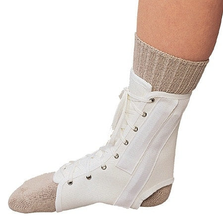 Ea/1 Otc Maximum Canvas Ankle Splint X-Large (10 1/4" - 11") Shapeable Metal Stays Lace-Up Flannel-Lined White Latex-Free