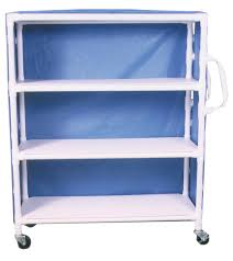 Pvc Three Shelf Linen Cart, Blue.