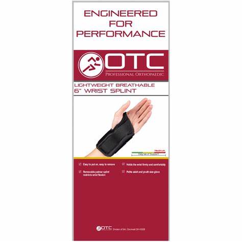 Ea/1 Otc Maximum 6" Wrist-Thumb Splint Left Hand Black Sm (5 1/2 - 6 1/2") Removable Palmar Splint Youth & Petite Latex-Free