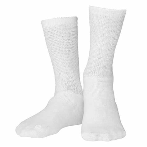 Pr/1 Truform Premier Loose Fit Crew Length Diabetic Socks White Small (Men: Under 5 1/2) (Women: Under 6 1/2) Cushioned Foot