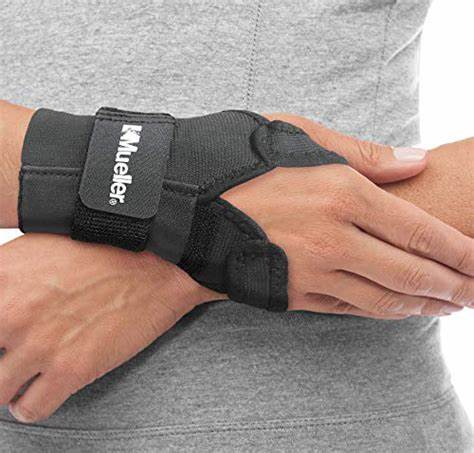 Ea/1 Otc Maximum Wrist Brace W/ Adjustable Thumb Strap Lg (7 1/2 - 8 1/2") Left Hand Black Removable Splint Pull-Lace Closure