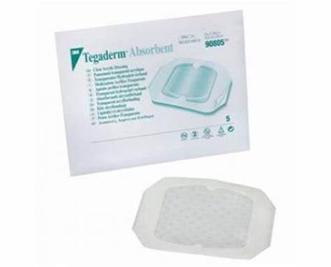 Bx/10 Tegaderm Absorbent Clear Acrylic Dressing 6" X 5.87" Rectangle Hypoallergenic Adherent Film Border Latex-Free