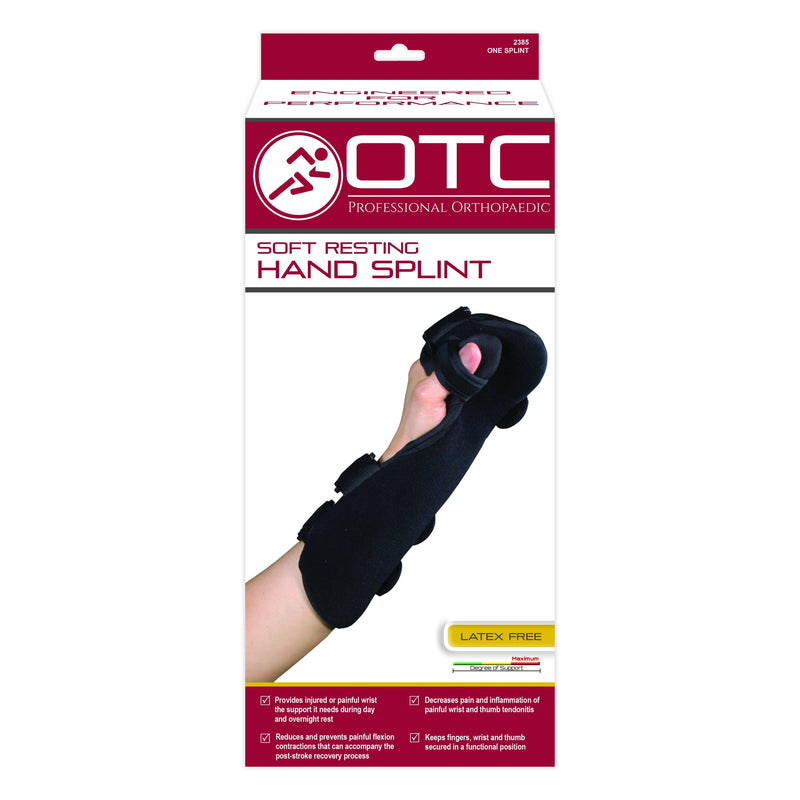 Ea/1 Otc Maximum Support Soft Resting Hand Splint Sm/Md (Up To 4") Right-Hand Padded Molded Plastic Removable & Washable Microbial Fabric Cover