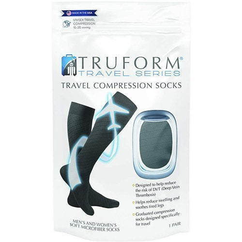 Pr/1 Truform Travel Socks Unisex ,15-20Mmhg Charcoal Large