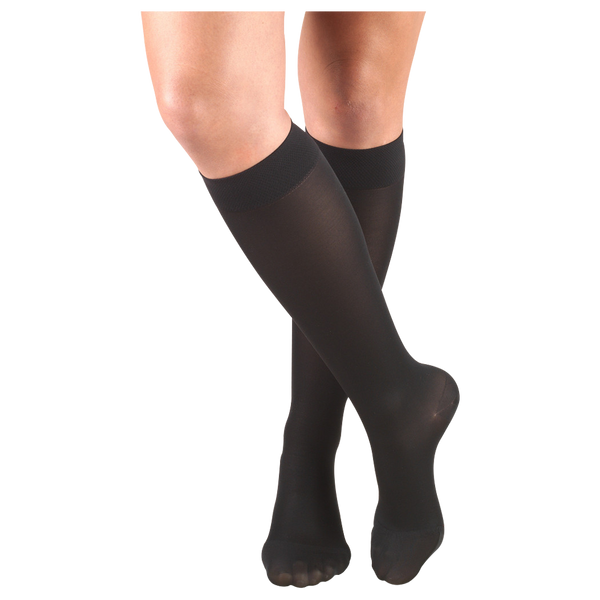 Pr/1 Truform Ladies' 20-30Mmhg Therapeutic Support Sock Black Large (15 1/2 - 18") Knee-High Closed-Toe Soft-Top Rib Pattern