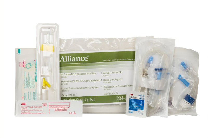 Kit/1 Infusion Start Up Kit For Hypodermoclysis & Hydration - 24G Subcutaneous Safety Needle, Clearlink Solution Set W/ Regulator & Prep Kit (Dressing, Swabsticks & Barrier Wipe)