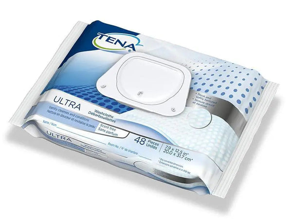 SCA 65722 (CS/12) PK/48 TENA WASHCLOTHS SCENT FREE