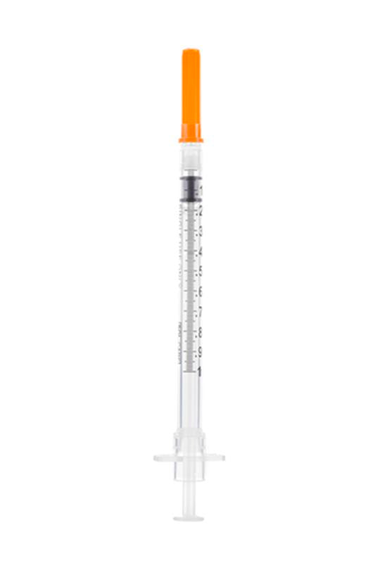 BX/100 - SOL-CARE 1ml TB Safety Syringe w/Fixed Needle 26G*3/8 IDB