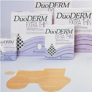 Duoderm Extra Thin Hydrocolloid Dressing Oval 1 3/4" X 1 1/2" Spot Occlusive Translucent Backi