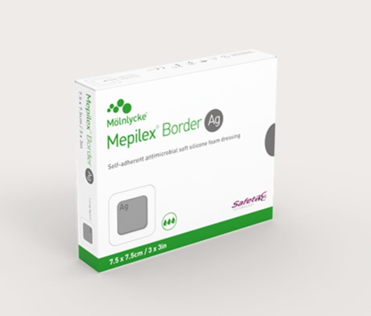 Mepilex Border Ag Antimicrobial | all-in-one foam dressing for medium to high exuding wounds