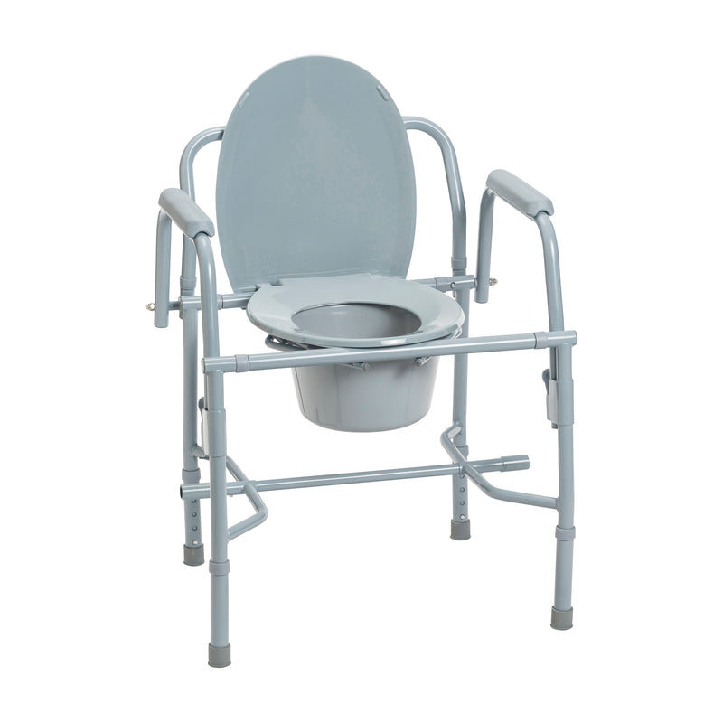 Deluxe Steel Drop Arm Commode