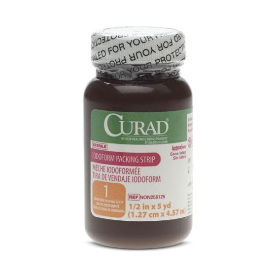 CURAD Sterile 100%-Cotton Iodoform Gauze Strip, 0.5" x 5 yd