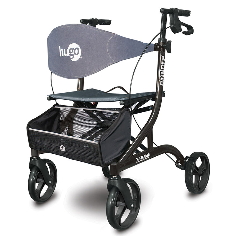 Hugo eXplore Side-Fold Rolling walker with a Seat - Black