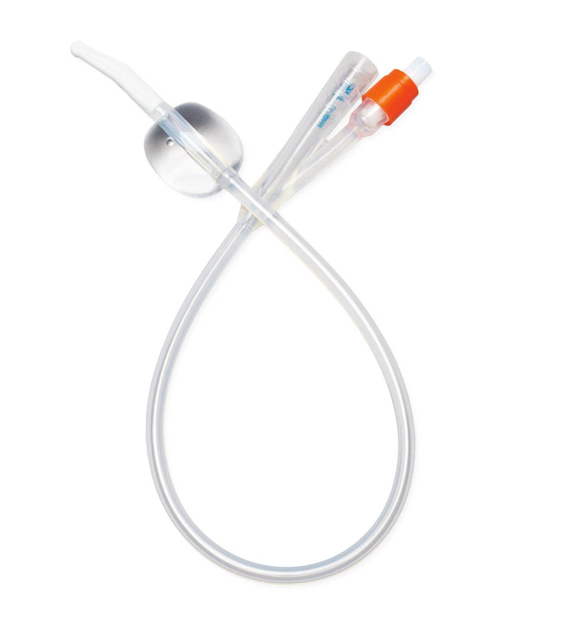 Medline SelectSilicone 2-Way 100% Silicone Foley Catheter with Coude Tip, 10 cc (mL), 16 Fr