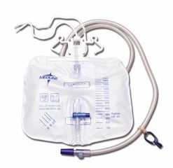 Medline Latex-Free Urinary Drain Bag, Anti-Reflux Tower and Metal-Free Slide-Tap Drainage Port, 2,000 mL