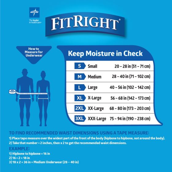 Medline FitRight Bariatric Disposable Underwear 3XL 80Ct