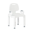 Medline Shower Chair with Arms and Back, Adjustable Legs, White Plastic