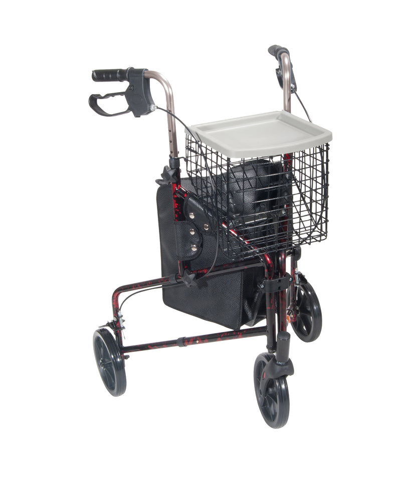 Deluxe 3 Wheel Aluminum Rollator, 7.5" Casters