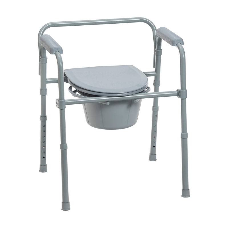 Folding Steel Commode - Gray