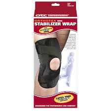 Ea/1 Otc Knee Stabilizer Wrap For Oa Left Black 5X-Large (30-34") Opens Flat 4-Way Stretch W/ Elastic Strap & Single Shapeable Polycentric Hinged Bar Removable Non-Latex