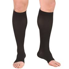 Pr/1 Truform Microfiber 20-30Mmhg Knee-High Open-Toe Medical Compression Socks Unisex Black Large (15 1/2 - 18") Men'S Shoe (10 1/2 - 12) Women (12 - 13 1/2)