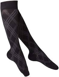 Pr/1 Truform Men'S Touch 15-20Mmhg Checkered Black Argyle Compression Socks Large