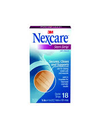 Bx/18 Nexcare Steri-Strip Skin Closures 1/2" X 4" Tan Sterile Hypoallergenic