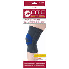 Ea/1 Otc Elastic Knee Support With Compression Gel Insert And Side Stays, Medium Support, Charcoal Small (13.5-15")