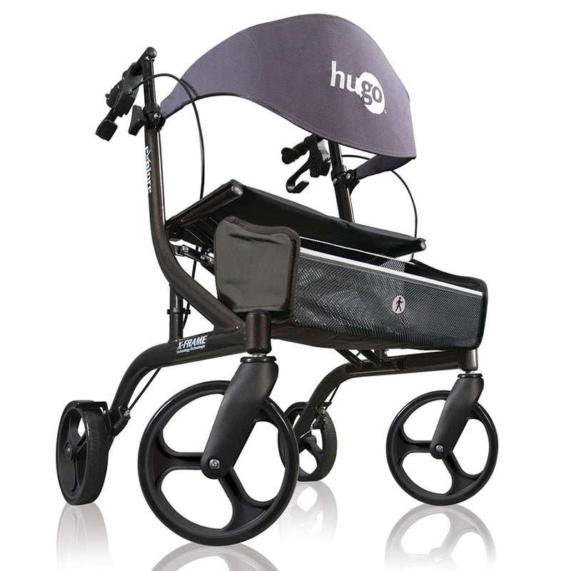 Hugo eXplore Side-Fold Rolling walker with a Seat - Black