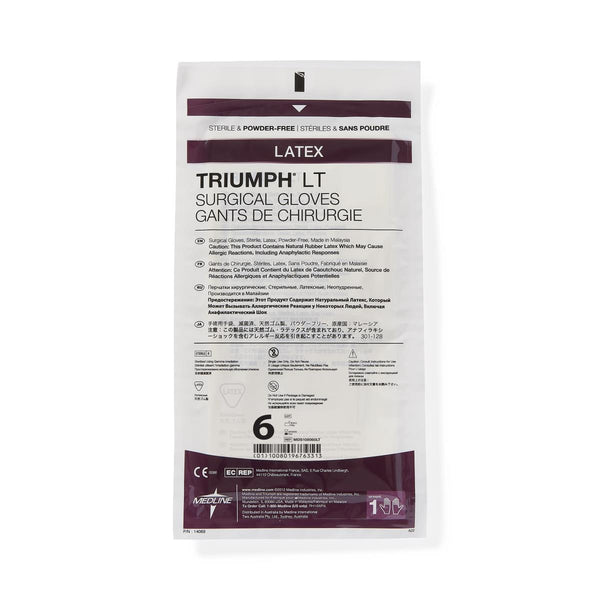 Triumph® LT Sterile Powder-Free Latex Surgical Glove, Beige, 6