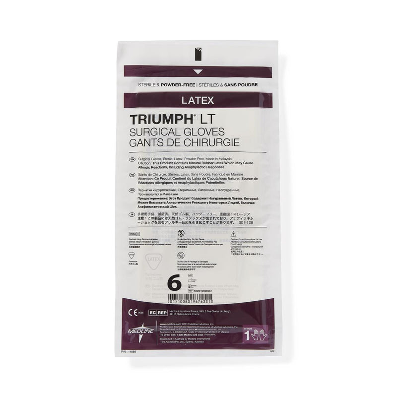 Triumph® LT Sterile Powder-Free Latex Surgical Glove, Beige, 6