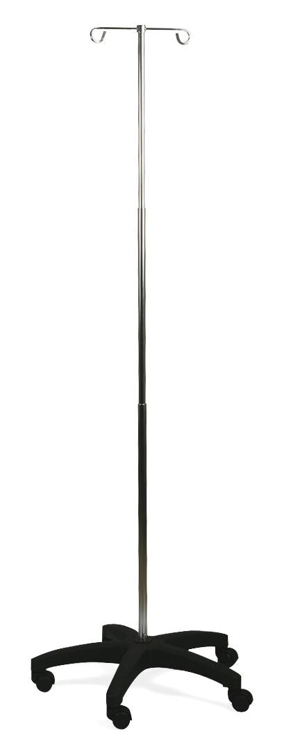 Medline Aluminum Foldable 5-Leg IV Pole, 2 Hooks,