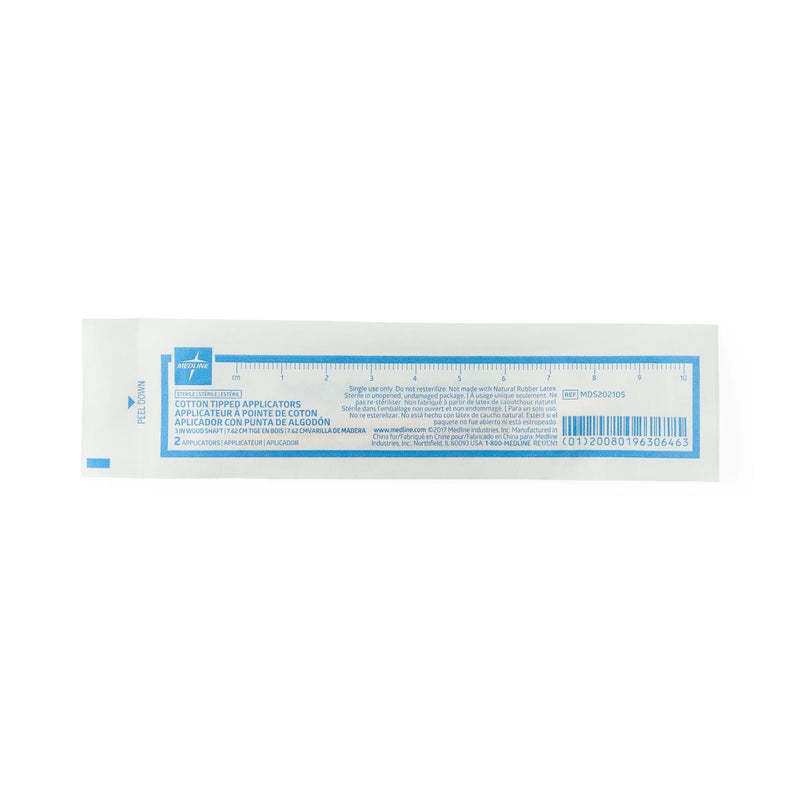 Sterile Cotton-Tipped Applicator, 3" (8 cm), Wood Applicator