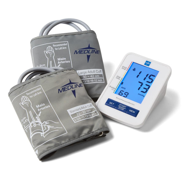 Medline Automatic Digital Blood Pressure Unit with Backlight and Talk Option, With Adult and Large Cuff