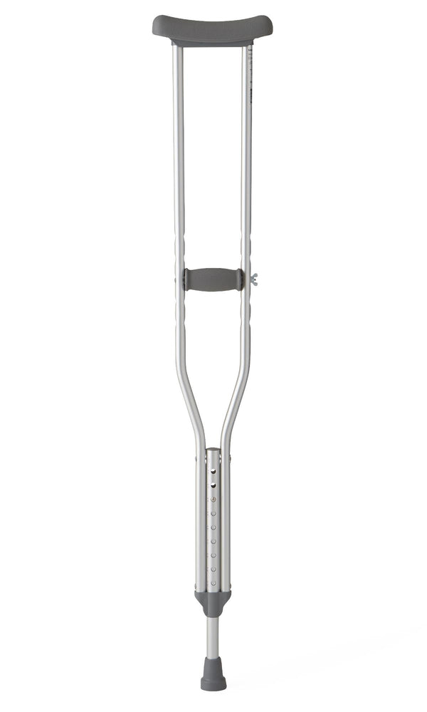 Medline Aluminum Push-Button Adjustable Crutch, Youth Fit, 54" - 62" (137 cm - 157 cm )