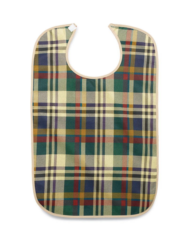 Medline Terry Cloth Clothing Protector with Hook-and-Loop Сlosure, Hook and Loop Strap, Tartan