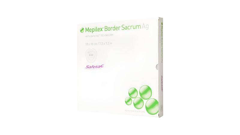 Mepilex Border Sacrum Ag Antimicrobial all-in-one foam dressing for medium to high exuding sacral ulcers