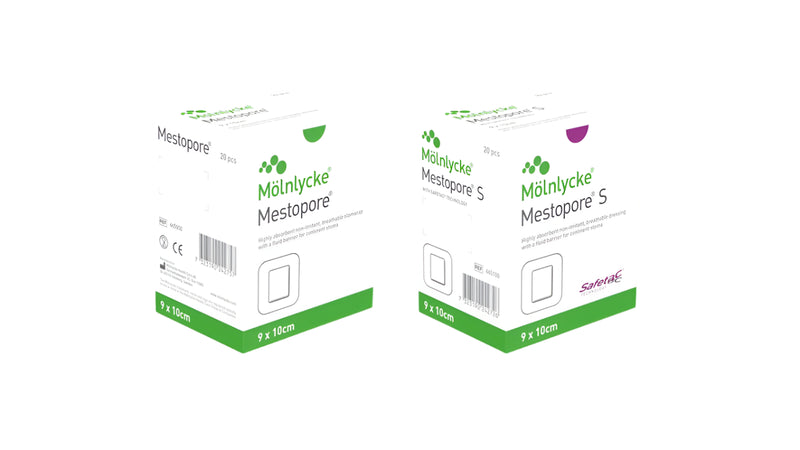 Mestopore and Mestopore S Absorbent continent stoma dressings