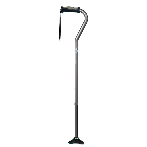 Hugo Ergonomic Offset Handle Cane with QuadPod Cane Tip - Smoke