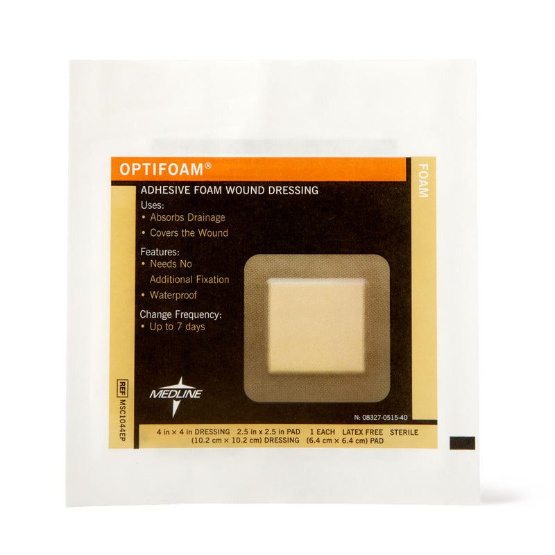 Medline Optifoam® Adhesive Foam Dressing, 4" x 4" (10 cm x 10 cm)