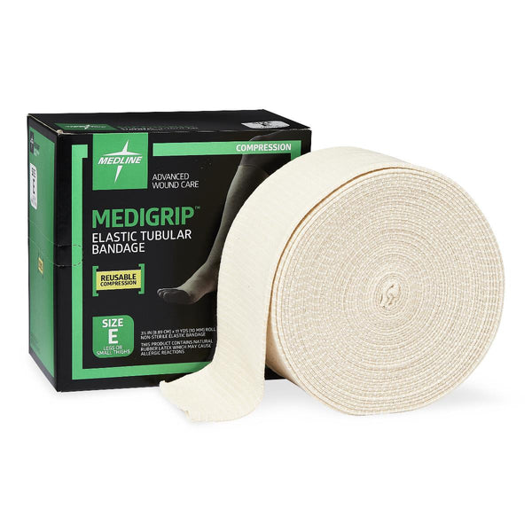 Medline Medigrip® Elastic Tubular Bandage, Size E, 8.75 cm x 10 m, with Latex