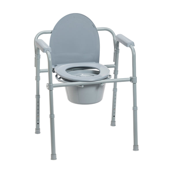 Folding Steel Commode - Gray