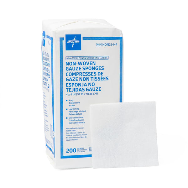 Non-Sterile Non-Woven Gauze Sponge, 4" x 4" (10 cm x 10 cm)